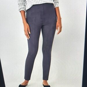 Faux suede seamed side zip leggings, color night sky